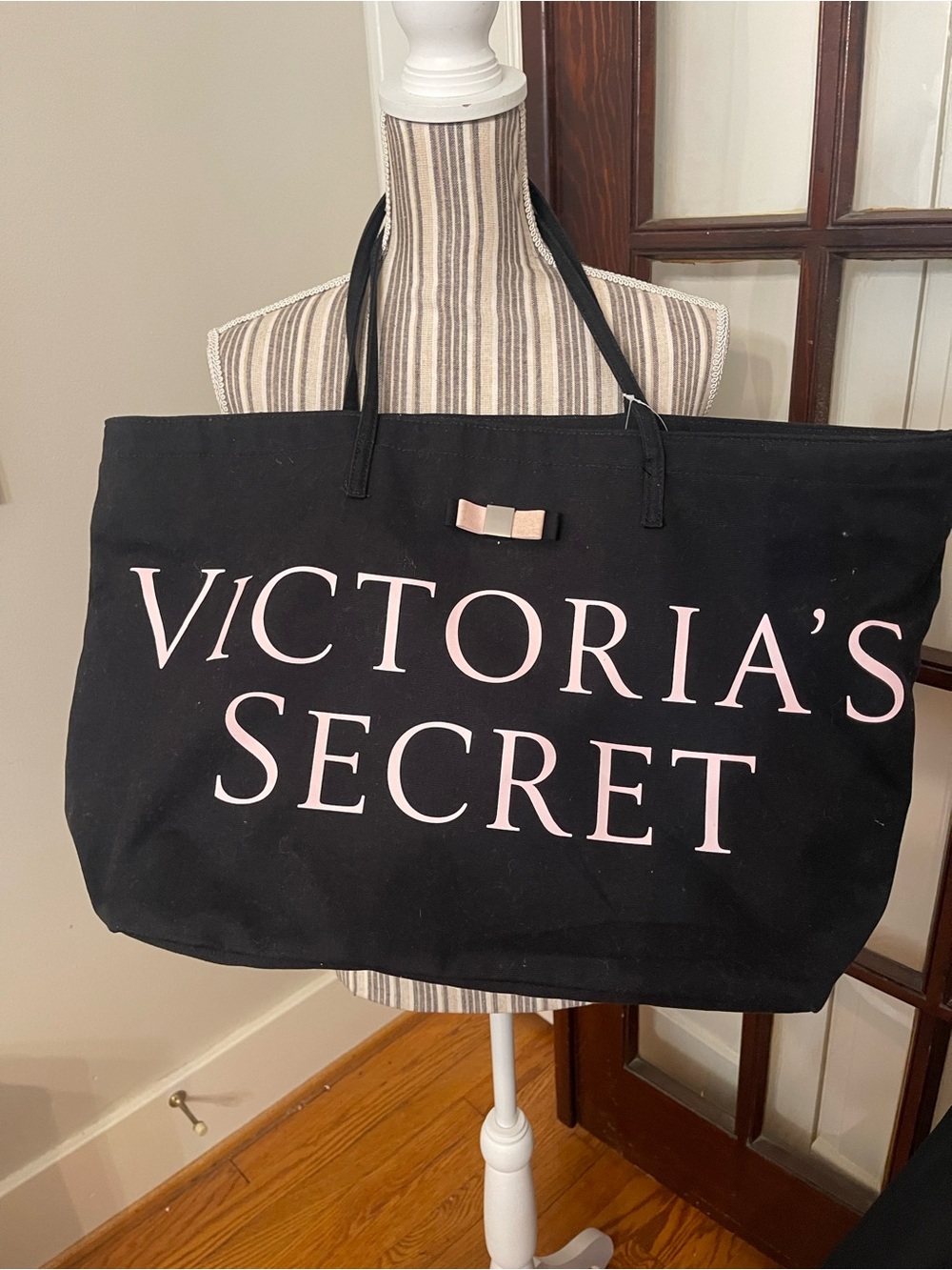 Victoria's Secret Black Tote with Pink Logo